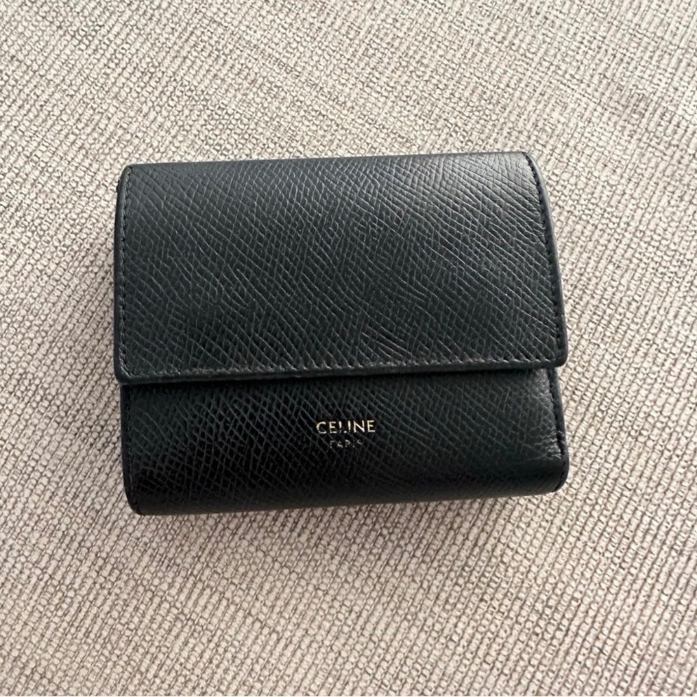 CELINE Small Black Trifold‎ Leather Wallet